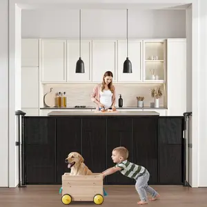 fathersdaygift  VEVOR Retractable Baby Gate, 34 inch Tall, Extends up to 71 inch Wide, Retractable Gate for Kids or Pets, Mesh Material, Easy to Install for Indoor Stairs, Doorways, Hallways, Playrooms, Black