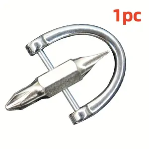 A compact keychain screwdriver set, consisting of 1 tool, featuring a slotted head and a crosshead design, made of sturdy metal - highly suitable for camping, outdoor activities and daily maintenance.