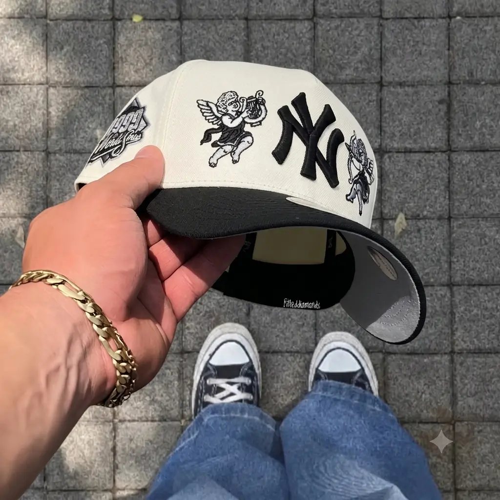 New Era New York Yankees NY & Los Angeles Dodgers LA 9FORTY 59FIFTY Baseball Cap – 1999 World Series Patch, Angel Embroidery, Fitted & Adjustable Hat, Curved Brim, MLB Unisex Streetwear Hip Hop Vintage Sport Fan Wear, Baseball Gift