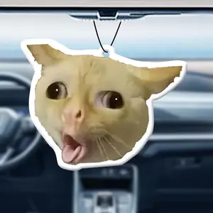 Cartoon Cat Pattern Car Air Freshener Ornament, Car Rear-view Mirror Decorative Hanging Fragrance Tablet, Car Interior Decoration Accessories, Car Aroma Diffuser, Car Interior Diffusers, Car Scent Diffuser