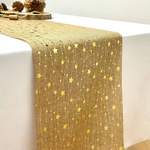 1pc Rectangular Polyester Table Runner (275cm x 28cm) - Modern Minimalist Design with Shiny Foil Print Star Motifs, Gold/Silver Options for Christmas Party, Dining Banquet Home Decor