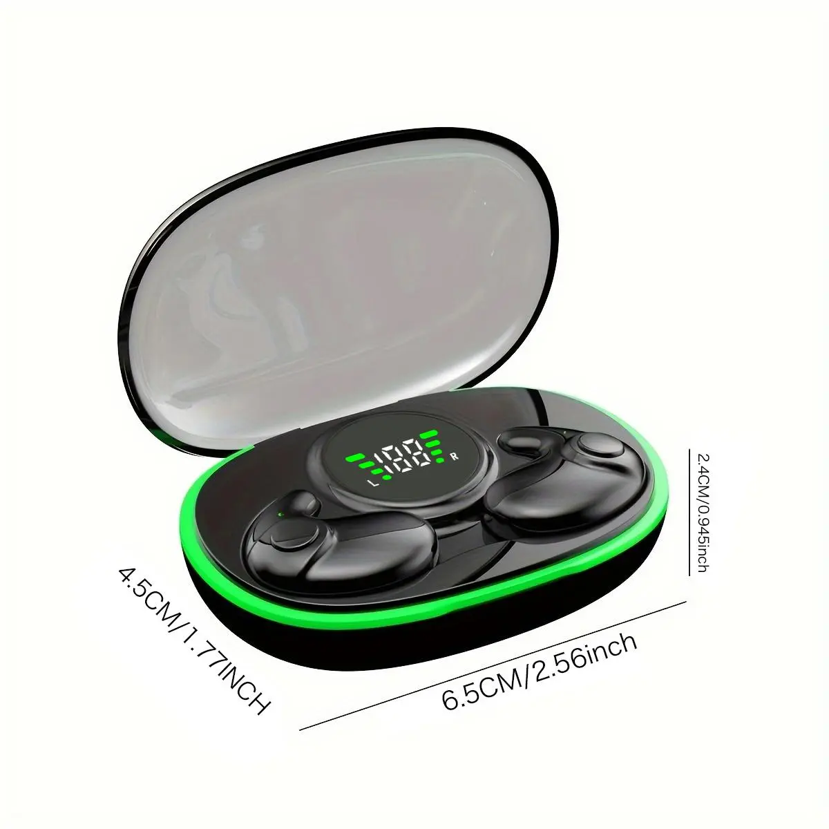 Ultra-thin wireless sleep earphones, mini invisible earbuds, long-lasting battery earphones, featuring a high-definition microphone, Type-C charging, volume control, and compatibility with mobile phones