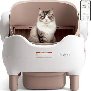 Fsiego Self Cleaning Litter Box, Automatic Cat Litter Box with APP Control, Odor-Free Waste Disposal Includes Trash Bags, Large Waste Bin, Open-Top, for Multiple Cats