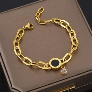 Stainless Steel Waterproof Roman Numeral Bracelet, Suitable For Daily Wear By Women