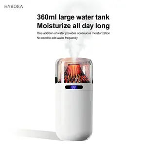 HYRORA 360ml Large Water Tank Purifier Night Light Humidifier for Bedroom Home Office Fireplace Arom Diffuser Valentine Birthday Gift Festival Decoration Fragrance Machine