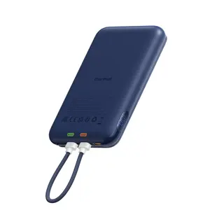 Charmast 10000mAh Wired Power Bank 20W Fast Charging Portable Charger with Removable Cable and LED Display, Slim Non-Wireless Battery Pack for Phones and Tablets Usb Compact