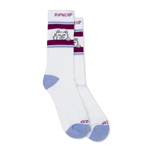 Women's Peeking Nermal Socks, Spandex-Blend, Plum/Blue Colors