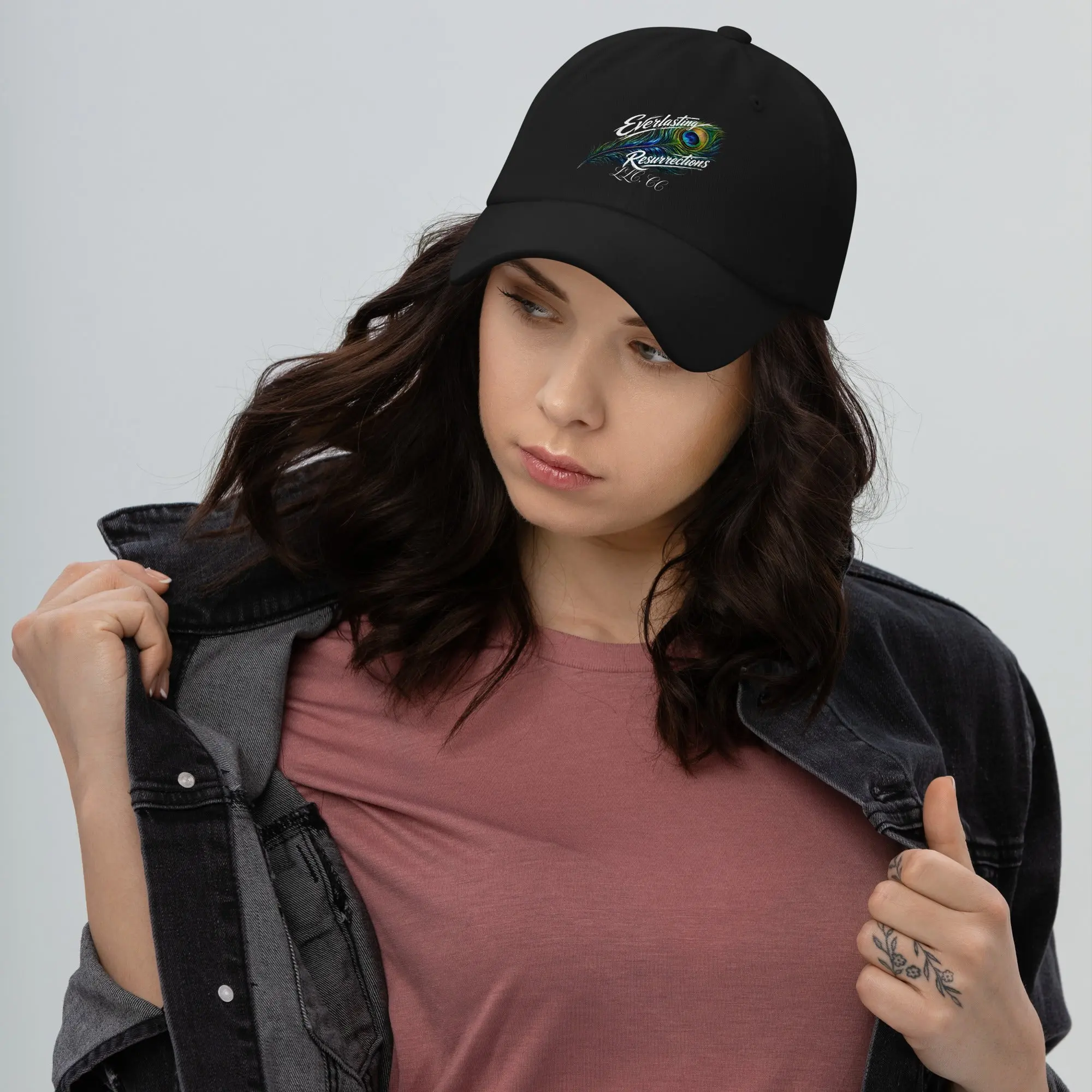 Peacock feather baseball cap