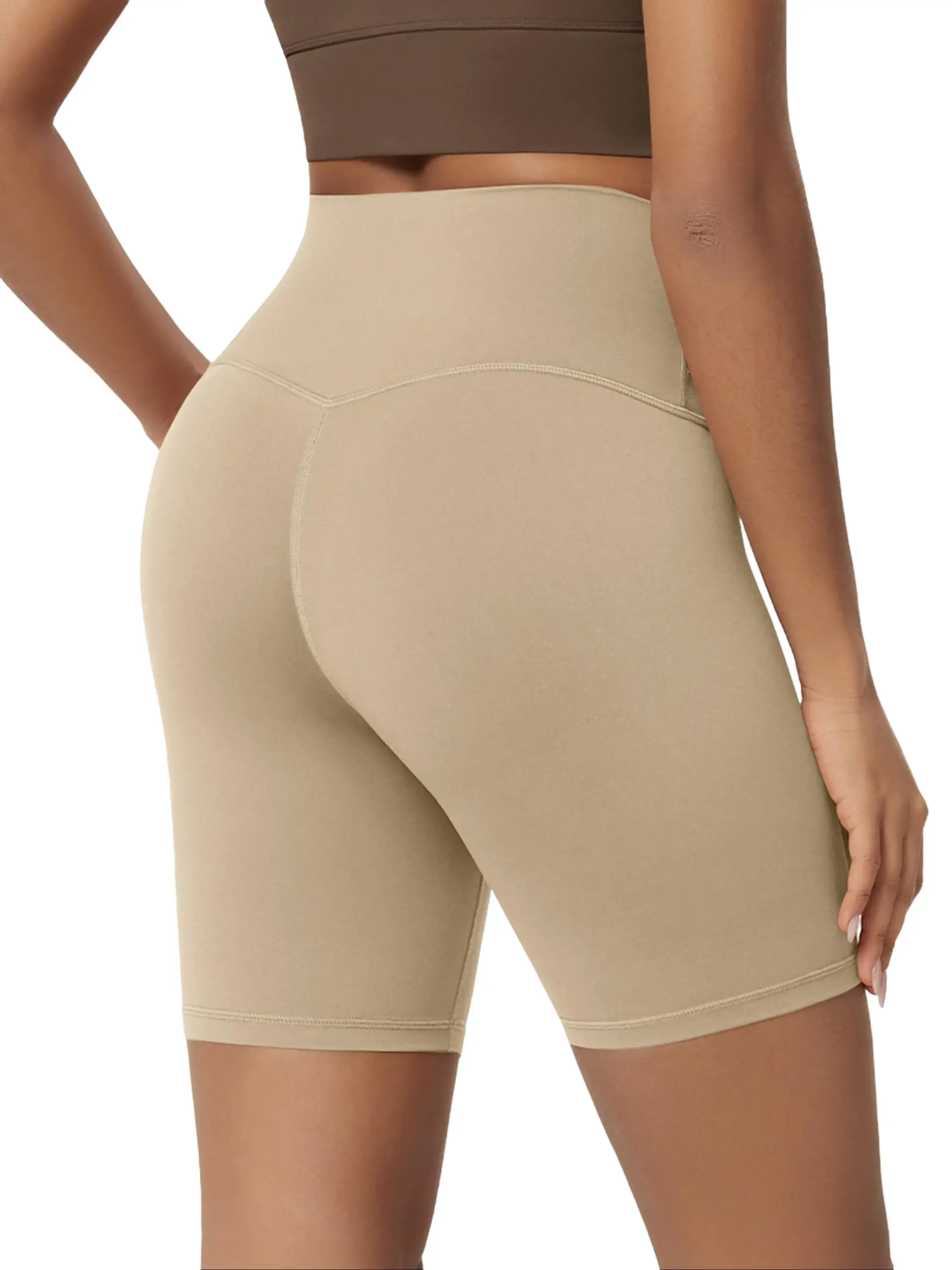 ODODOS Women's Tummy Control Compression Sporty Sports Shorts, 6" High-Waist Workout Biker Shorts with Inner Pocket