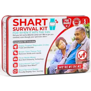 【Valentine's Day】Funny Shart Survival Ultimate Poop PrankGag Gift Set Contains Wet Wipes Disposable Underwear Tissues and Hilarious Badge. Novelty Fart Potty Pack Greatfor Friends or Family Humorous