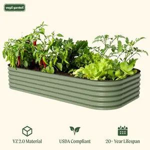 Vego Garden 17" Tall 10 In 1 Jumbo Modular Metal Raised Garden Bed Kit for Outdoor Planting Boxes Heavy Duty Planter Pot Plant Stand