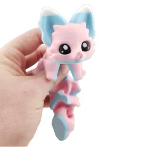 🦊 Carly the Cotton Candy Flexi Fox – 7.5" Articulated Fantasy Desk Decor | 3D-Printed Collectible | Official Layers in Green Design 🎨✨