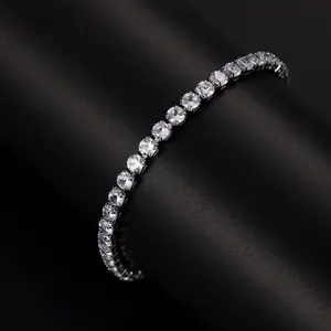 [Versatile]3mm Round Cut Cubic Zirconia Bracelet - Unisex Waterproof Design, Classic Couple Style Hiphop Jewelry, Perfect Gift for Birthday Engagement Anniversary
