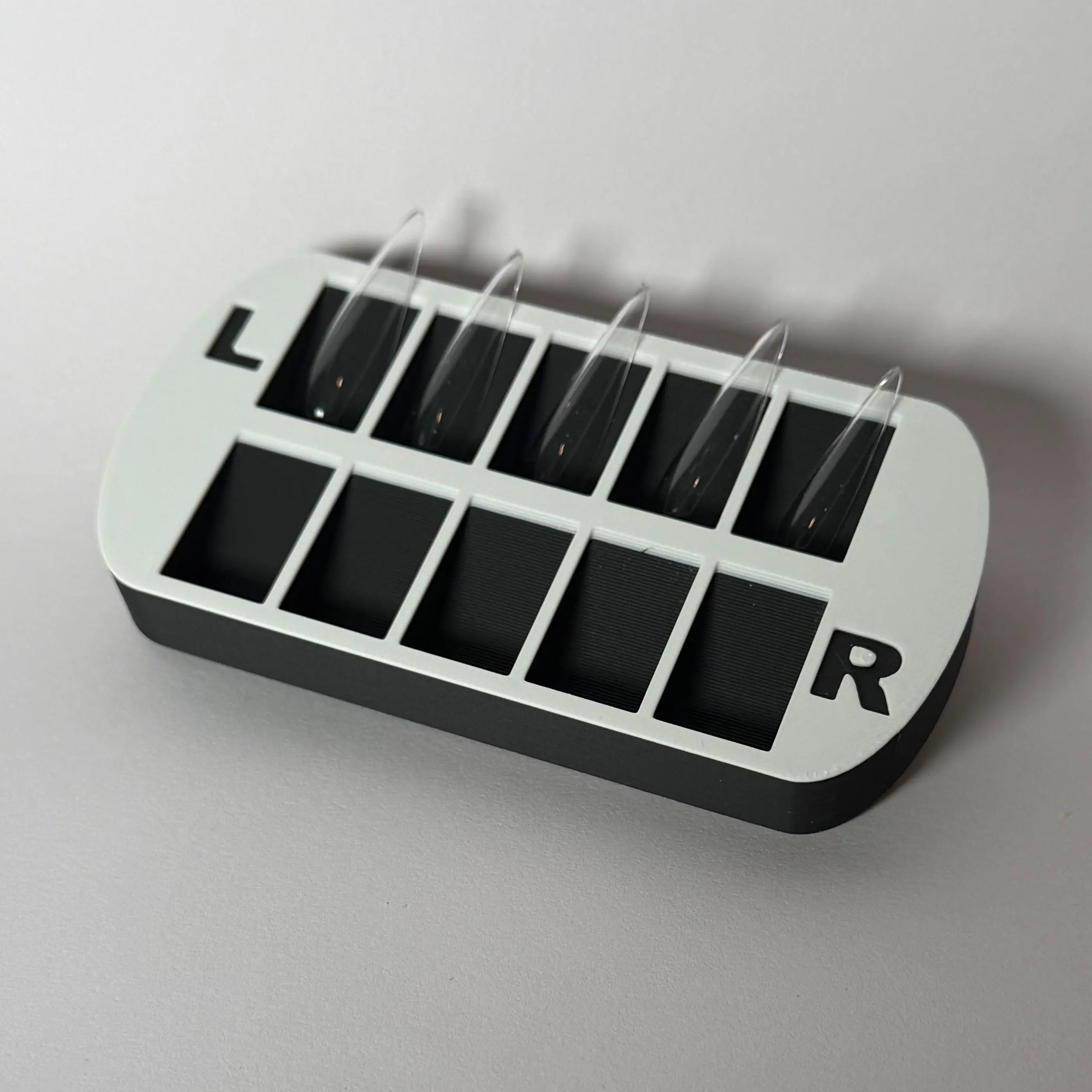 TipSystem - Tray L/R Dual Organizer with 10 Angled Slots for Easy Nail Tip Storage and Organization - Multi Color