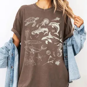 Comfort Color Vintage Sea Animals 90s Style Tshirt, Retro Y2k Ocean T-shirt, Sealife, Whale, Orca, Turtle, Dolphin Tee, Unisex Adult, Trendy Outfits