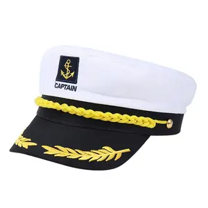 Crew flat hats, white embroidered navy hats, European and American sex fashion parties, sailor show hats