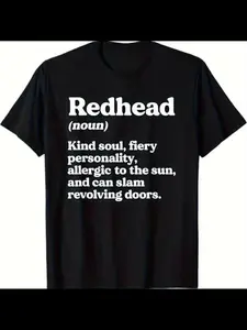7.5oz Fun Hair Definition T-Shirt, Ginger Hair Slogan Retro Humorous Gift, Men's Casual Outdoor Wear, Funny Hair Stereotype Text Design