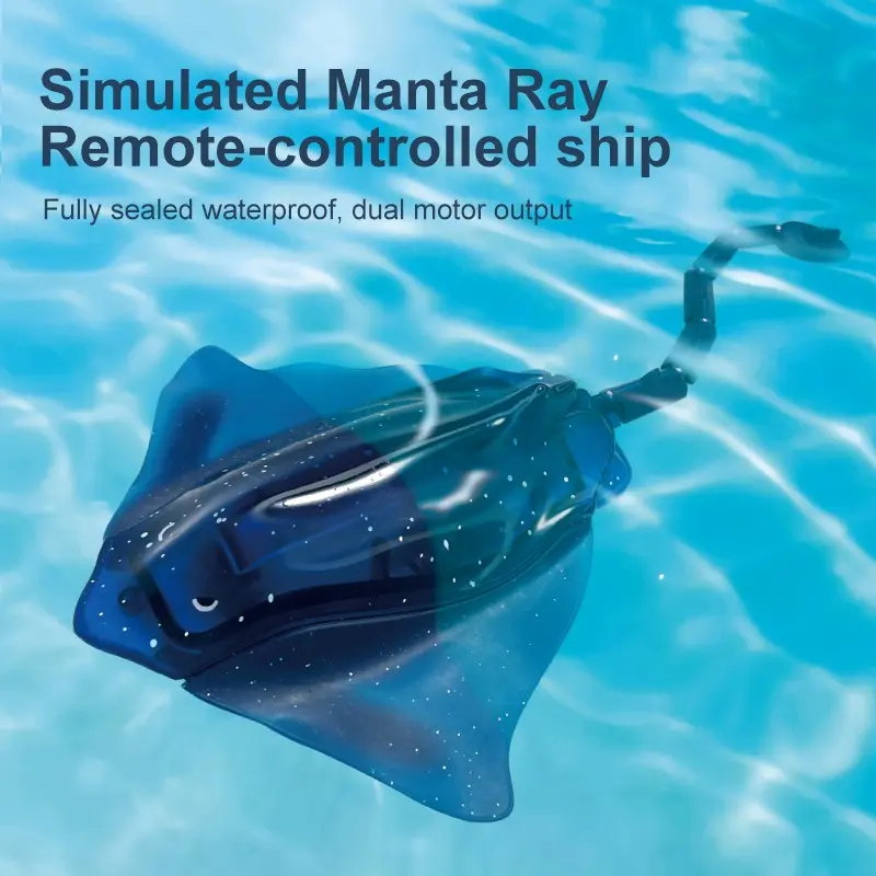 Remote Control Stingray Toy, Underwater Animal Simulation, Water Navigation with LED Lights, Dual Color Options, 40m Range, 6-9km/h Speed