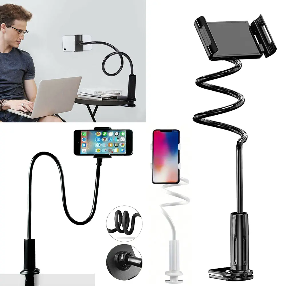Gooseneck Tablet Holder,Cell Phone Holder, Adjustable Tablet Holder Mount,Universal 360° Flexible Tablet Stand, Cell Phone Stand,Lazy Arm Holder Clamp Mount Bracket Bed for iPad Mini/Air, Samsung Galaxy Tab and 4.0-11" Devices