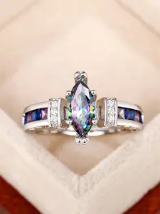 1 PC Pretty Cubic Zirconia Ring Solitaire Engagement Ring For Women For Valentine's Day Gift Wedding Anniversary Party Jewelry