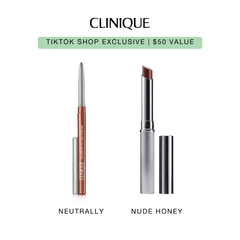 [Clinique] Nude Lip Duo in Neutrally and Nude Honey Shade | Quickliner for Lips + Almost Lipstick | Non-Drying + No Sharpening | Sheer + Lightweight