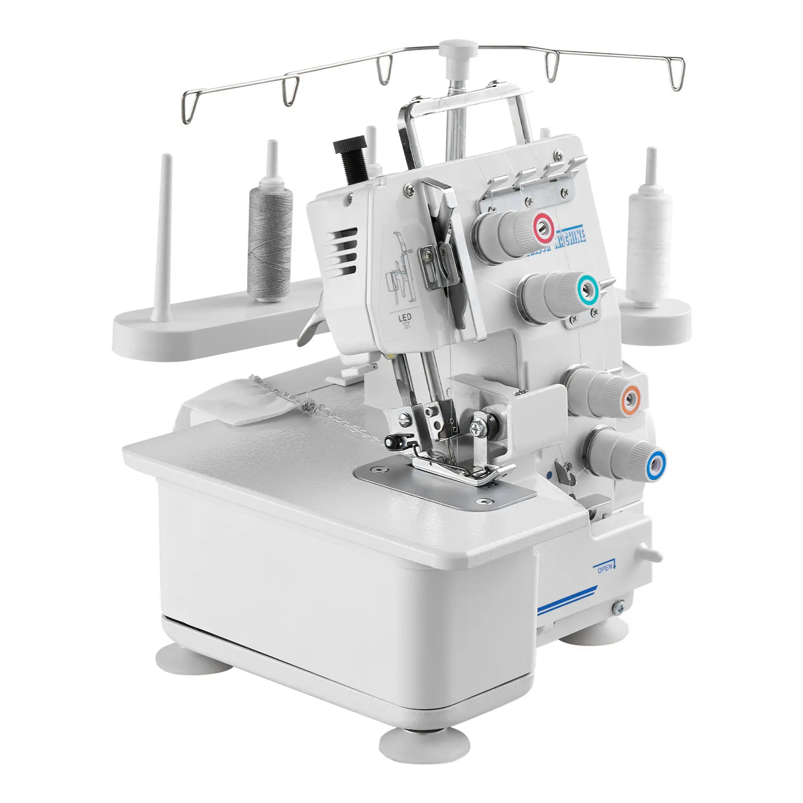 Serger Overlock Sewing Machine, 1250 Stitches Per Minute, 3 and 4 Thread Capability, with LED Light and Strong Suction Feet, Heavy-Duty Metal Frame Sewing Machine for Various Fabrics, White