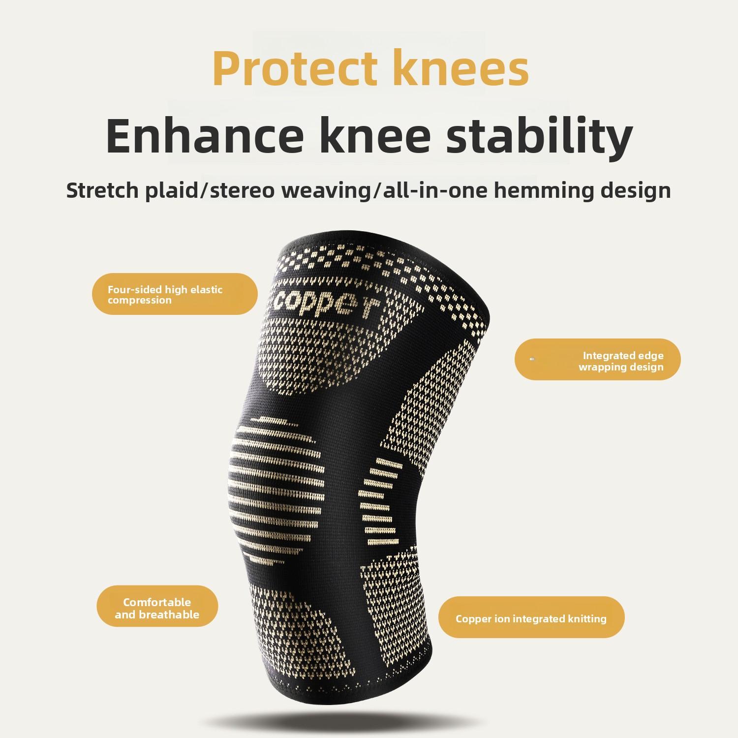 Outdoor sports basketball running fitness copper fiber knitted knee guard elastic compression breathable copper ion knee protection