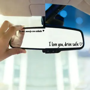 4-piece set (black and white) I love you,drive safe,Te amo, maneja con cuidado,car rearview mirror decorative stickers, female car accessories, vinyl decals