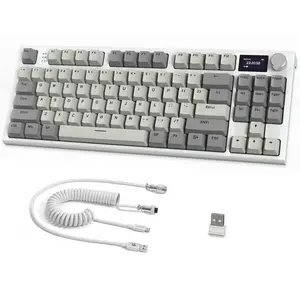 ATTACK SHARK RK86 RGB 75% Wireless Keyboard, Triple Mode Wireless Keyboard with Knob & 1.2'' HD OLED Display, Hot Swappable Gaming Keyboard for Home Office, Sister Gifts