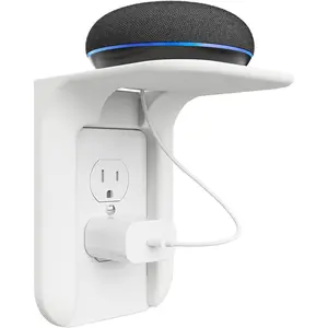 Outlet Shelf Wall Holder, Bathroom Shelf up to 10lbs Standard Vertical Duplex Wall Organizer for Smart Home Decor Space Saving Power Tools, Toothbrush , 1 Pack, White