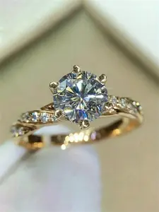 1 Pc Elegant Cubic Zirconia Solitaire Ring For Women For Wedding Engagement Anniversary Party Jewelry Valentine's Day Gift