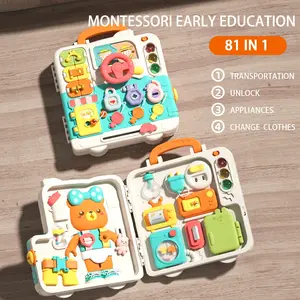 Montessori Busy Board Toy Set, Sensory Activity Board, Multifunctional Educational Puzzle with Music and Lights, Perfect Christmas Gift for Infants and Toddlers