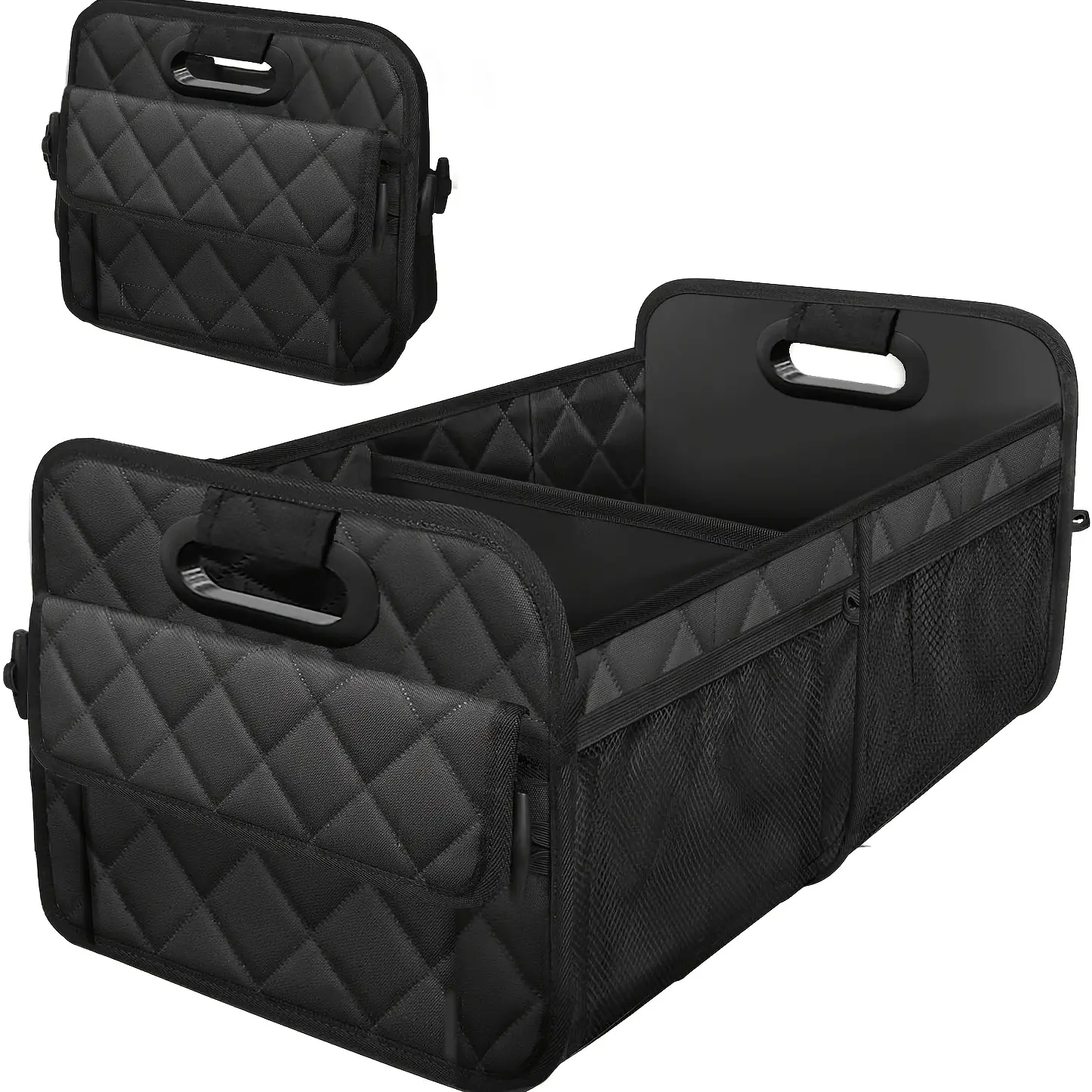 48L rhombus grid car trunk storage home home storage box black, universal for all car models, unisex, large large capacity, no food contact storage box