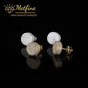 HIPHOP Screw Back Earrings Cluster Round Screw On Stud Earrings For Men Women Aretes De Hombre ,Preferred Gift