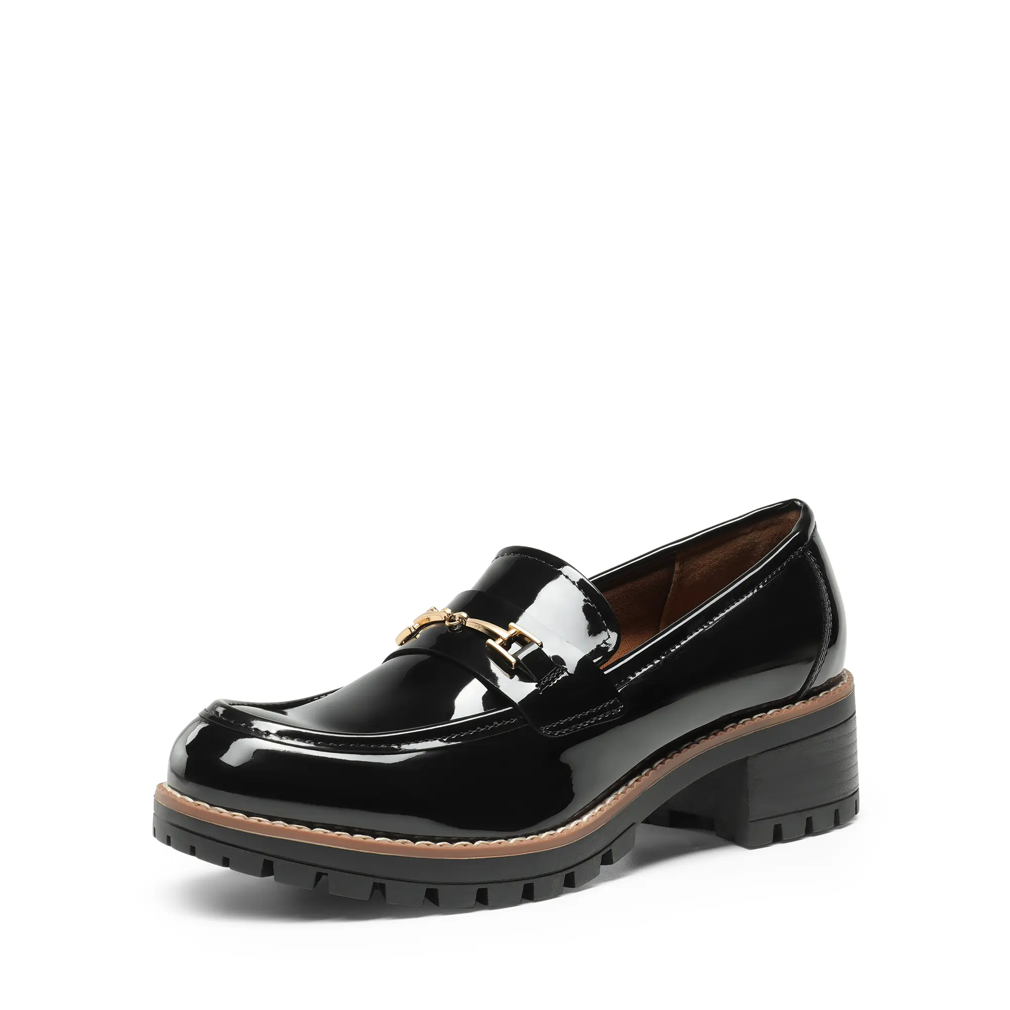 Dream Pairs Women's Classic Vegan Leather Slip-On Loafers, Stylish Chunky Block Heel, Comfortable Cushioned Business Casual Footwear
