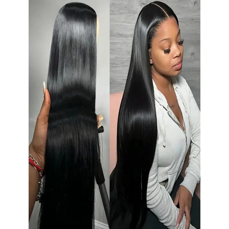 40 50 Inch 200 Density Full Frontal Wig For Black Women Wigs Human Hair 13x4 HD Bone Straight  Transparent Lace Front Wigs