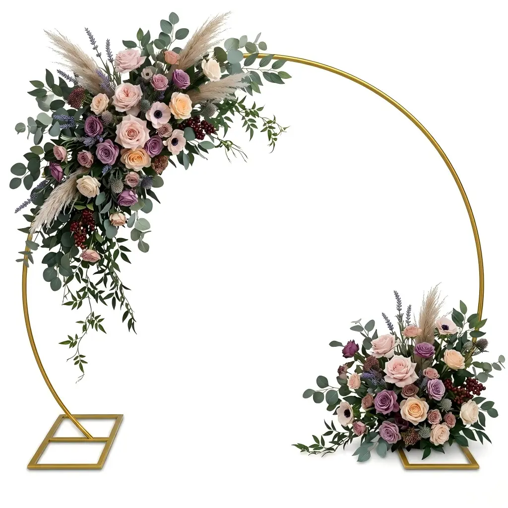 Gold Metal Round Backdrop Stand - 200cm/6.5ft,7.2ft,8.2ft Round Shape Arch for Wedding, Christmas, Baby Shower, Balloon Decorations, Decorative Wall Display, Birthday