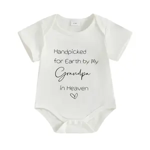 Handpicked For Earth By My Grandma Grandpa In Heaven Romper Bodysuit Newborn Baby Short Sleeve Round Neck Jumpsuit Casual Infant Preemie Clothes Summer Outfits