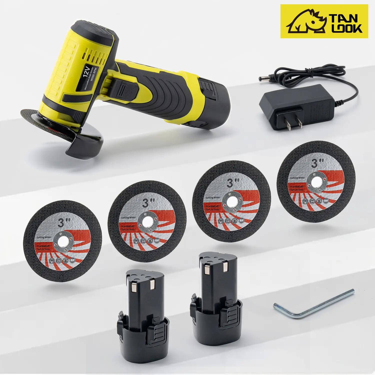 TANLOOK Brushless Electric Angle Grinder – 2×1.5Ah Batteries,4 Grinding Discs included.Suitable for sanding,polishing,rust removal,cutting.Professional electrician tool:lightweight,compact,portable.Heavy-duty work,home renovation DIY crafts
