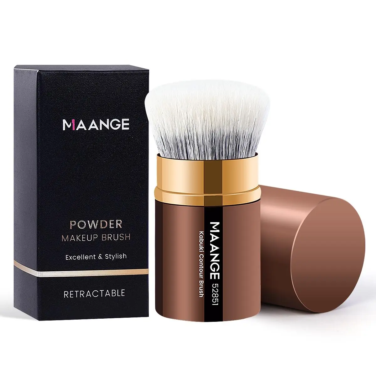 Retractable Makeup Brush with Paper Box, Portable Powder Foundation Sunscreen Face Makeup Brush with Cover, Professional Makeup Tools for Women, Beauty Travel Brush, Cosmetic