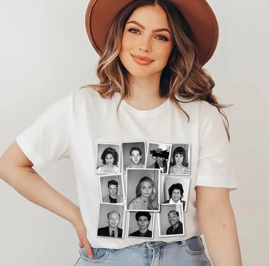Anna Love Store, Black and White CLUELESS Movie Polaroiid Shots Casting 1995 T-shirts, Retro 90s Movie, Classic Movie T Shirts , Vintage Teen Comedy, Clueless  Retro Vintage Inspired T-Shirt, Anniversary Shirt For Women Men