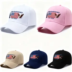 1776-2026 USA 250th Anniversary Printed Baseball Cap|   Patriotic American Flag Hat with Bald Eagle & Statue of Liberty