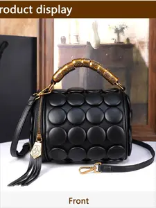 2026 New Women's Bag Cross-Border Handmade Barrel Bag Button Design Shoulder Fashionable Daily Crossbody Pillow Handbag