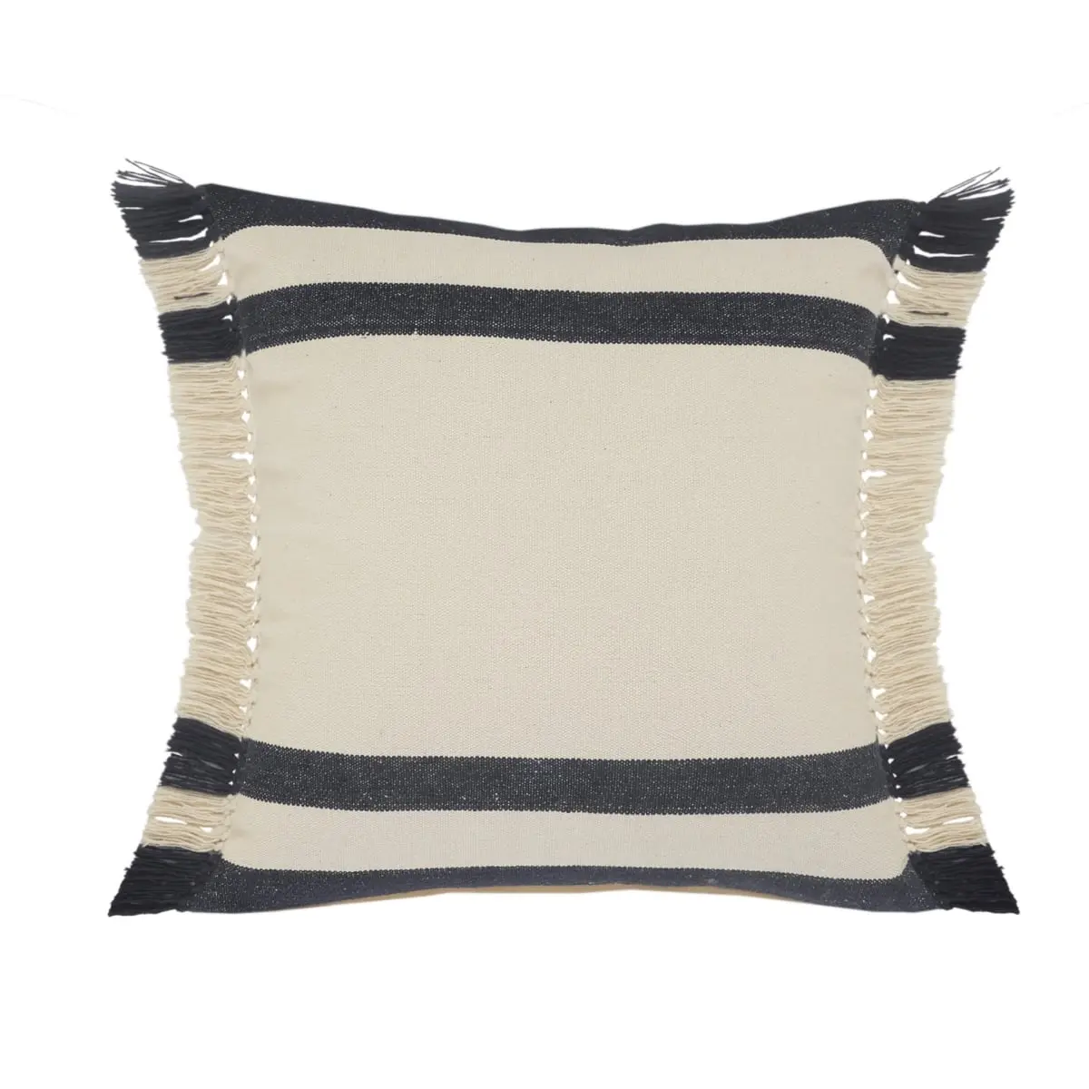 HomeRoots 4x26x26 in. Blue Striped 100% Cotton Home Decorative Soft Cushion Set of 2 with Zippered Cushion Covers, Home Decorative Cushion