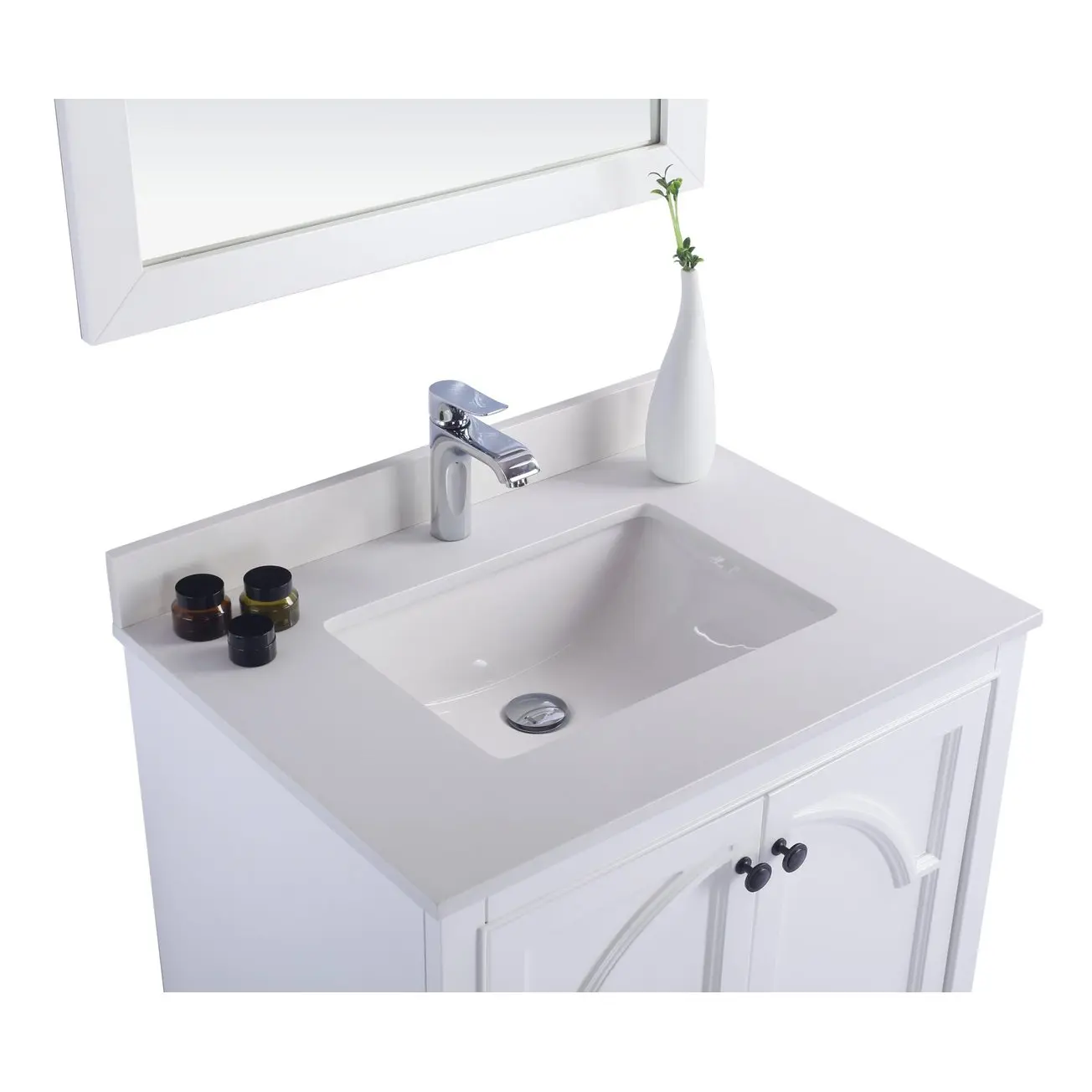 Laviva Odyssey 30" White Bathroom Vanity with White Quartz Countertop 313613-30W-WQ