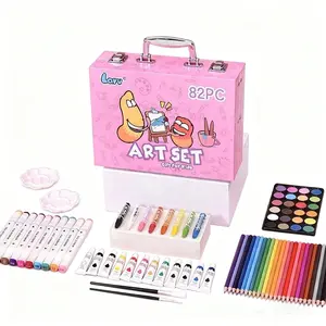 All-In-One Art Kit 82PC Markers Pencils Crayons Watercolor Paints Palette Brushes Valentine's Day Gifts for Beginners Art Drawing Supplies Art Materials