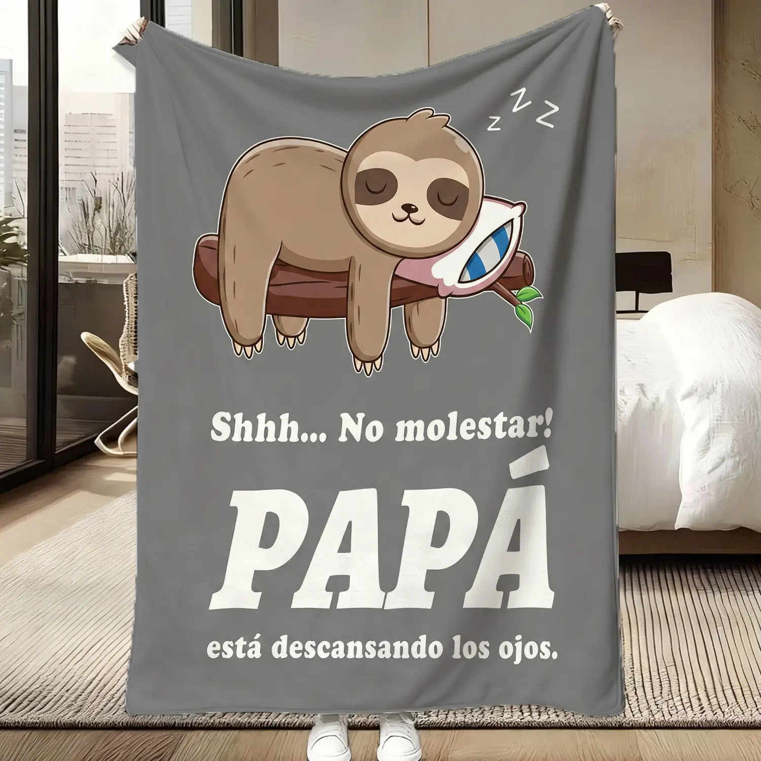 Spanish Sloth Cozy Fleece Blanket, Do Not Disturb Napping Print, Soft Throw, Blanket Gifts for Dad, Dad Gifts from Daughters, Ideal for Bed & Couch, Funny Father's Day Present