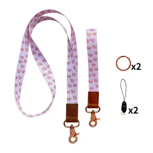 2pcs Rainbow Mobile Phone Lanyard Keychain, Phone Strap for Women, Work Badge Lanyard, Stylish and Practical Accessory