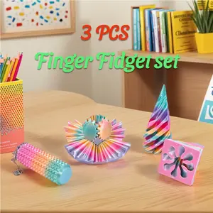 3 Pack 3D Printed Fidget Toys Set Gear Ball Little Ouchies SpiralFidget for Anxiety Autism Office Travel Novelty Gifts for Friends Anxiety Relief