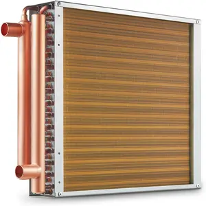 VEVOR Heat Exchanger Water to Air, 16"x 16" with 3-Row 3/8" Copper Ports, 193 Aluminum Fins Heat Exchanger for Outdoor Wood Furnaces, Residential Heating and Cooling, and Forced Air Heating